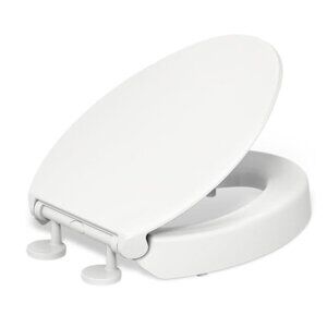 KOHLER Hyten‎ Elevated Quiet-Close Elongated Toilet Seat in White 25875-0